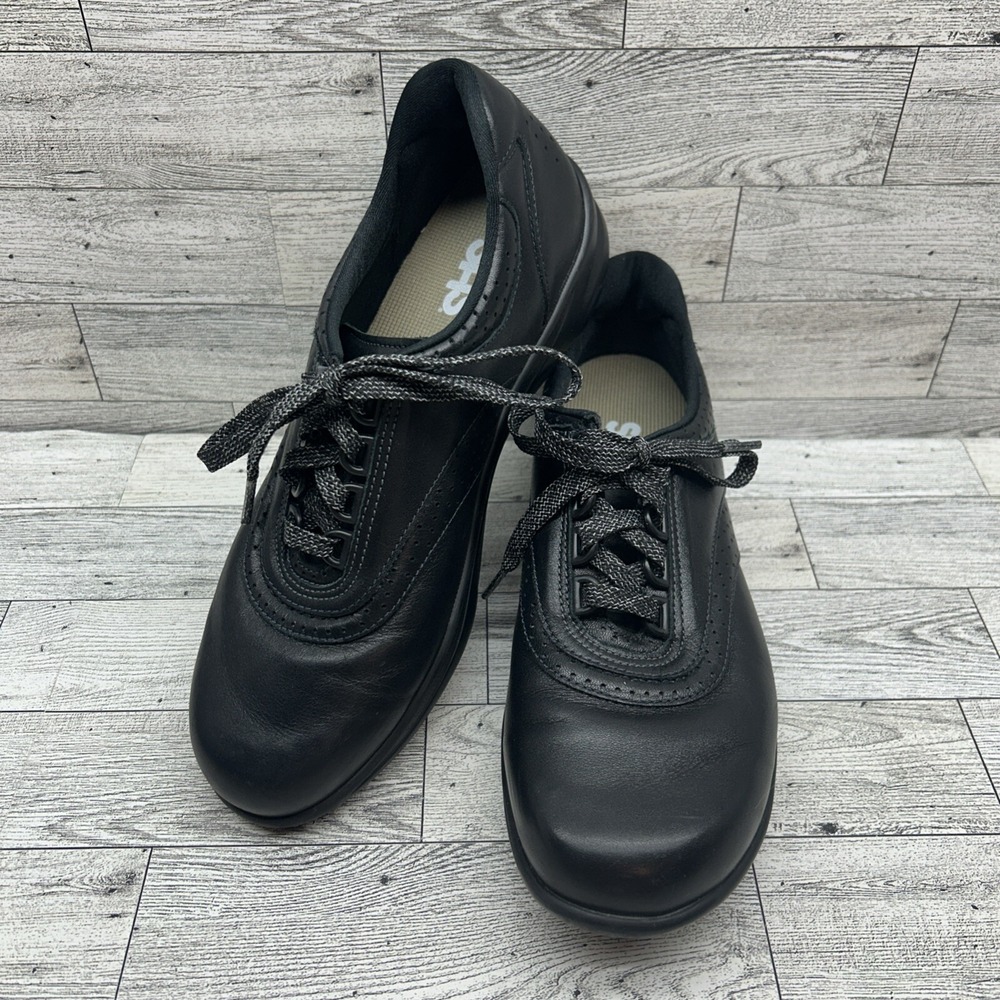 SAS Walk Easy‎ Be Happy Black Leather Lace Up Comfort Oxford Women Size 8 Narrow